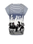 Cat Striped Printed Plus Size T-Shirt