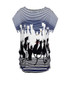 Cat Striped Printed Plus Size T-Shirt