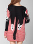 Casual Round Neck Cat Color Block Striped Plus Size T-Shirt