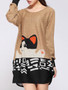 Casual Round Neck Polka Dot Cat Printed Plus Size T-Shirt
