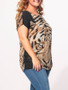 Casual Round Neck Animal Printed Plus-size-t-shirts