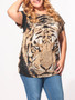 Casual Round Neck Animal Printed Plus-size-t-shirts