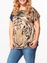 Casual Round Neck Animal Printed Plus-size-t-shirts