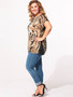 Casual Round Neck Animal Printed Plus-size-t-shirts