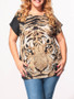 Casual Round Neck Animal Printed Plus-size-t-shirts