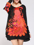Casual Round Neck Casual Color Block Printed Plus Size T-Shirt