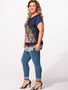 Casual Round Neck Floral Printed Plus-size-t-shirts
