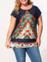 Casual Round Neck Floral Printed Plus-size-t-shirts