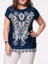 Casual Fabulous Printed Round Neck Plus Size T-Shirt
