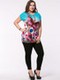 Casual Gradient Butterfly Printed Plus Size T-Shirt