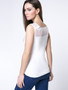 Casual Sleeveless V-Neck Patchwork Hollow Out Plain Plus Size T-Shirt
