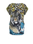 Casual Leopard Printed Round Neck Plus Size T-Shirt