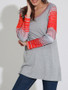 Casual Loose Round Neck Striped Striped Plus Size T-Shirt