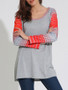 Casual Loose Round Neck Striped Striped Plus Size T-Shirt