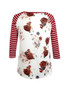 Casual Attractive Floral Striped Round Neck Plus Size Raglan Sleeve T-Shirt
