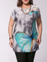 Casual Attractive Butterfly Printed Plus Size T-Shirt