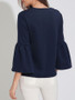 Charming Designed Round Neck Plain Bell Sleeve Plus Size T-Shirt