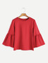 Charming Designed Round Neck Plain Bell Sleeve Plus Size T-Shirt