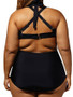 Casual Cutout Lace-Up Plain Plus Size Swimwear