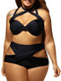 Casual Cutout Lace-Up Plain Plus Size Swimwear