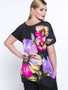 Casual Floral Round Neck Asymmetric Hem Plus Size T-Shirt