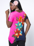 Casual Color Block Floral Asymmetric Hem Plus Size T-Shirt