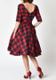 Red Plaid Backless Tutu Prom Evening Party Elegant Midi Dress