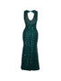 Casual Deep V-Neck High Slit Back Hole Glitter Plaid Plus Size Evening Dress