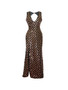 Casual Deep V-Neck High Slit Back Hole Glitter Plaid Plus Size Evening Dress