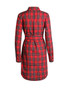 Casual Turn Down Collar Single Breasted Plaid Shirt Dress