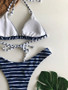 Triangle Striped Bikinis Swimwear