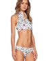 Floral Two-Pieces Zipper Bikini Swimwear