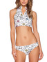 Floral Two-Pieces Zipper Bikini Swimwear