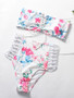 Floral Printed Lace-Up Bikinis Swimwear