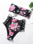 Floral Printed Lace-Up Bikinis Swimwear