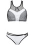 Casual Round Neck Contrast Trim Racerback See-Through Swimwear