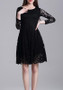 Black Draped Lace High Waisted Banquet Elegant Party Midi Dress