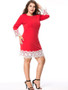 Casual Courtly Round Neck Decorative Lace Plus Size Bodycon Dress