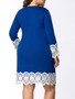 Casual Courtly Round Neck Decorative Lace Plus Size Bodycon Dress