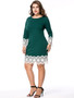 Casual Courtly Round Neck Decorative Lace Plus Size Bodycon Dress