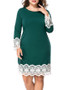 Casual Courtly Round Neck Decorative Lace Plus Size Bodycon Dress