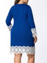 Casual Courtly Round Neck Decorative Lace Plus Size Bodycon Dress
