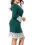 Casual Courtly Round Neck Decorative Lace Plus Size Bodycon Dress