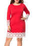 Casual Courtly Round Neck Decorative Lace Plus Size Bodycon Dress