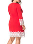 Casual Courtly Round Neck Decorative Lace Plus Size Bodycon Dress