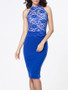 Casual Band Collar Decorative Lace Patchwork Bodycon Dress