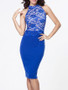 Casual Band Collar Decorative Lace Patchwork Bodycon Dress