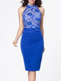 Casual Band Collar Decorative Lace Patchwork Bodycon Dress