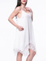 Casual Solid Asymmetric Hem Decorative Lace Chiffon Shift Dress