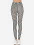 Casual Dacron Color Block Striped Leggings